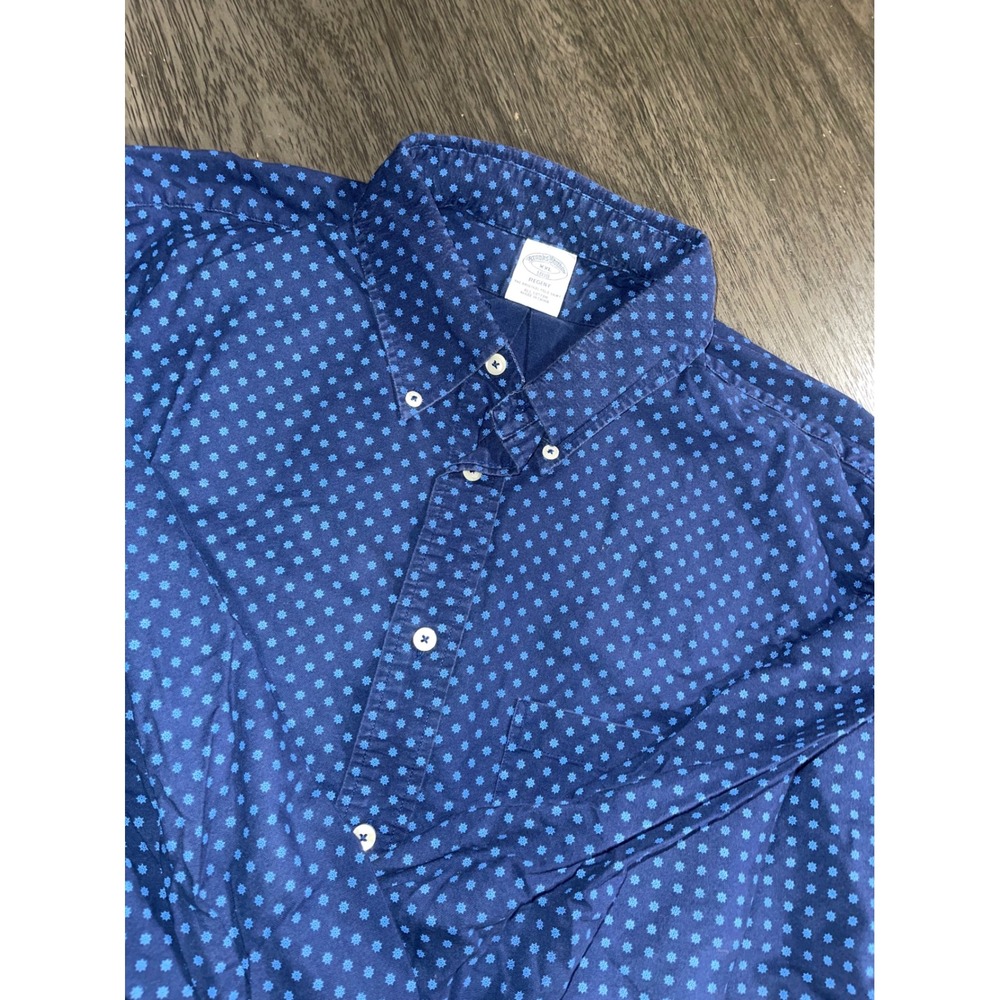 Brooks Brothers Mens Sz XXL Blue Button Down Regent Nautical Ship Wheel Print